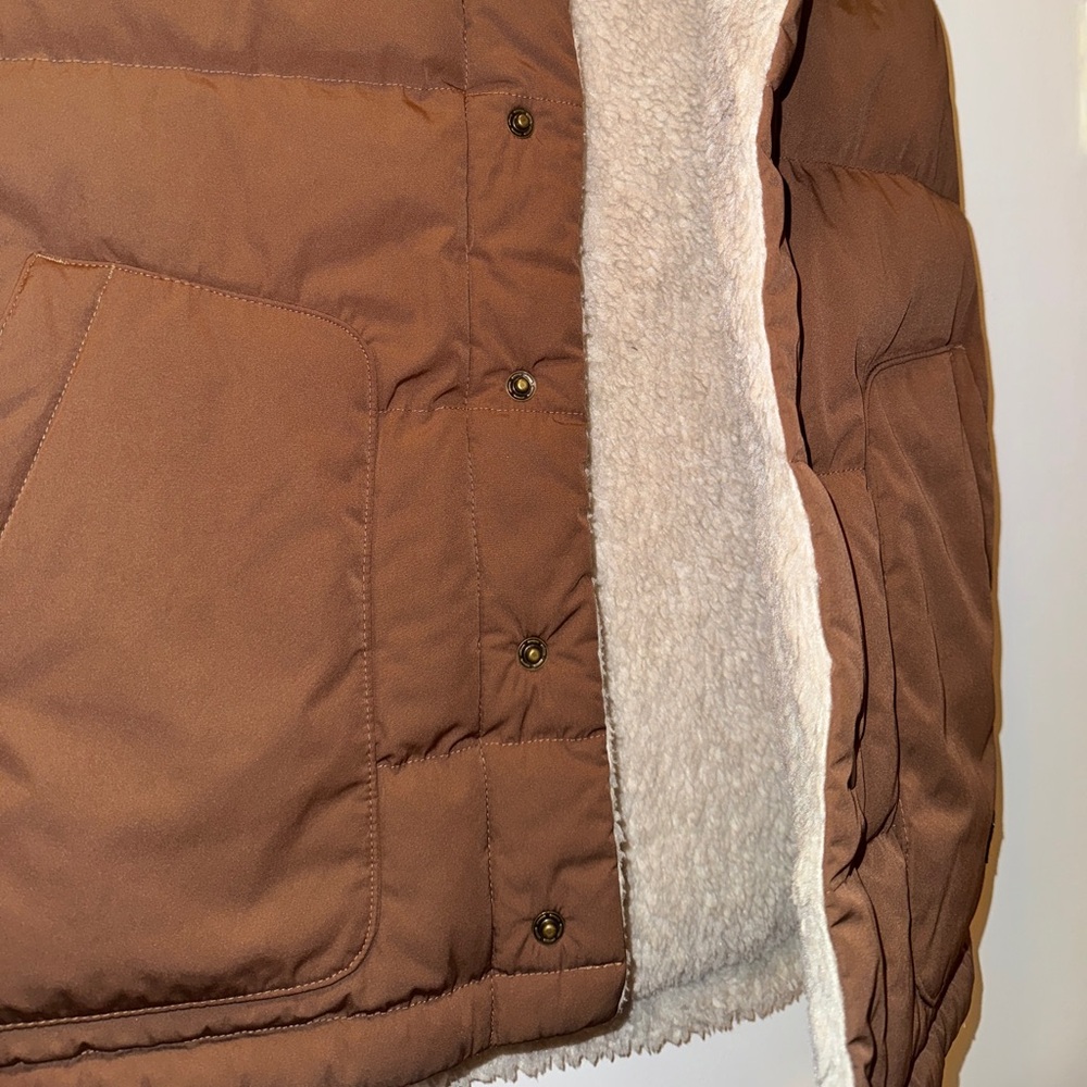 PATAGONIA Reversible Bivy Down Vest Brown Tan Men’s Size Small - Picture 5 of 8